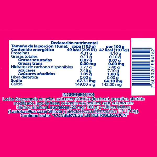Alimento lácteo sin azúcar sabor fresa Sofúl 105g - 2
