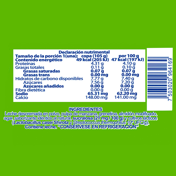 Alimento lácteo sin azúcar sabor manzana Sofúl 105g - 2