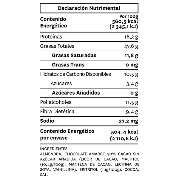 Almendra sabor cocoa sin azúcar añadida Dayrise 90g - 2