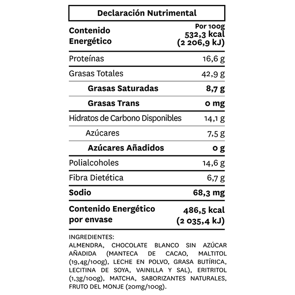 Almendra sabor matcha sin azúcar añadida Dayrise 90g - 2