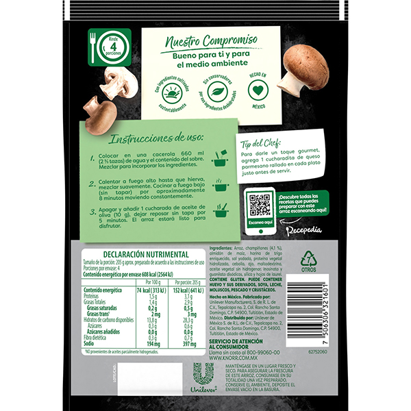 Arroz rissotto con champiñones Knorr 150g - 2