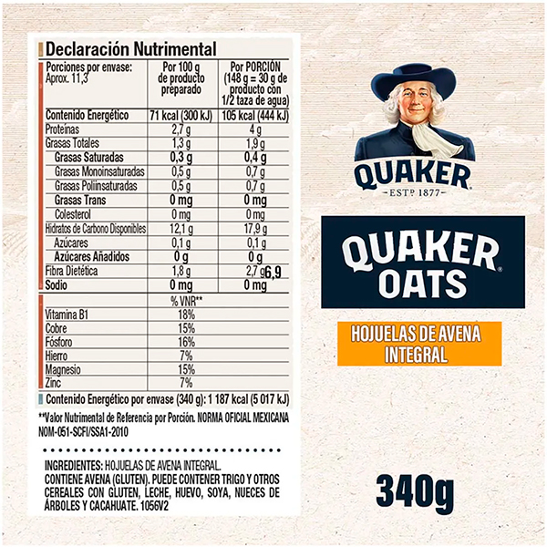 Avena integral Quaker 340g - 2