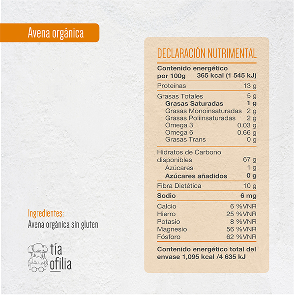 Avena orgánica sin gluten Tía Ofilia 300g - 2