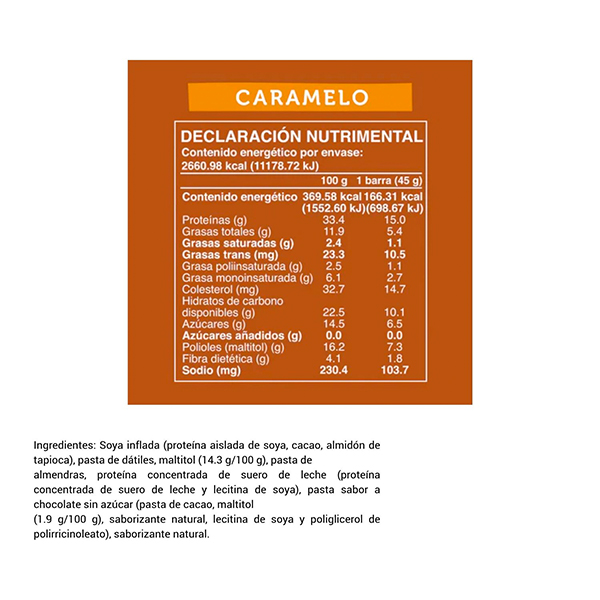 Barra de proteína caramelo sin azúcar añadida Wild Foods 45g - 2