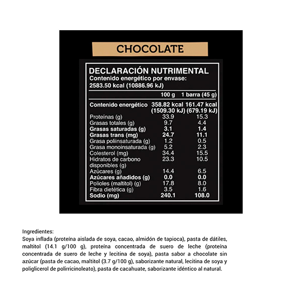 Barra de proteína chocolate sin azúcar añadida Wild Foods 45g - 2