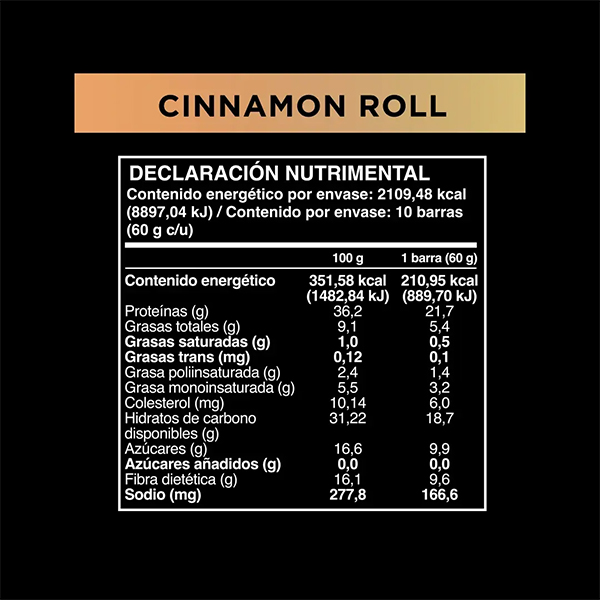 Barra de proteína cinnamon roll sin azúcar añadida Wild Protein Pro 60g - 2