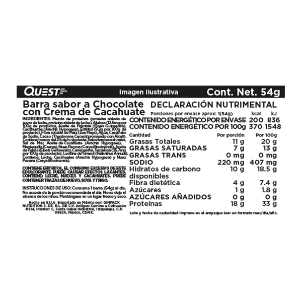Barra de proteína crema de cacahuate Quest 54g - 2