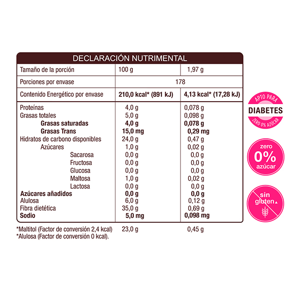 Barritas de quinoa sabor chocolate 0% azúcar Don't Worry 74g - 2
