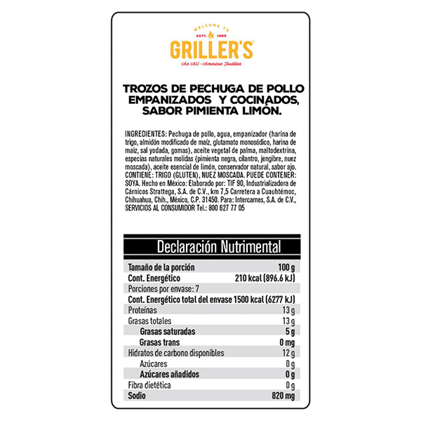 Boneless pimienta limón Griller's 700g - 2