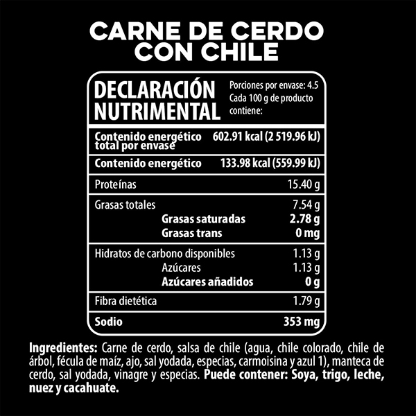 Carne de cerdo deshebrada con chile premium Bachoco 450g - 2