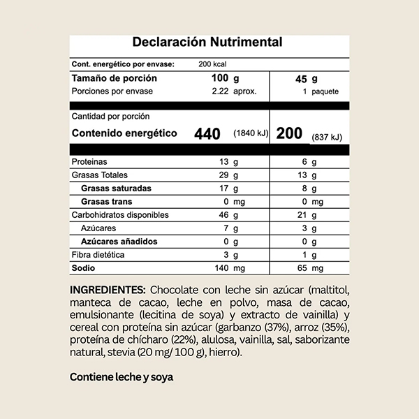 Cereal con proteína con chocolate sin azúcar Eaterz 45g - 2