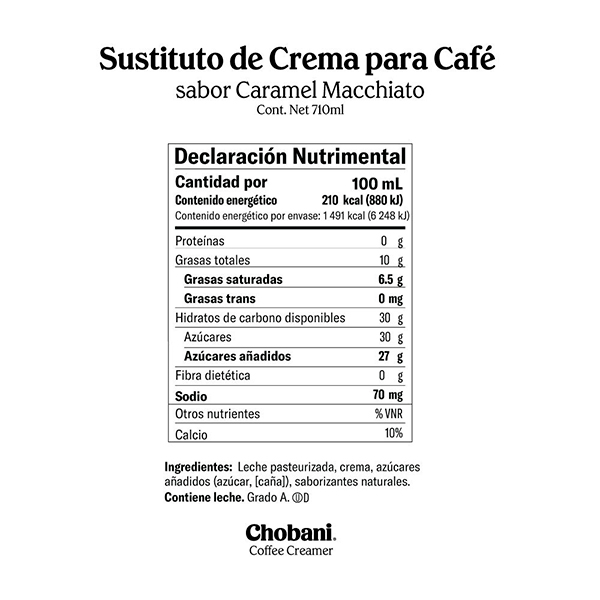 Crema para café caramelo Chobani 710ml - 2