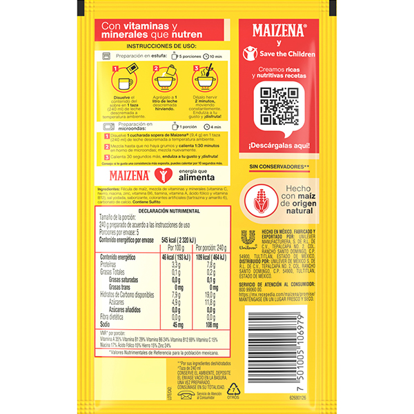 Atole sabor vainilla Maizena 47g - 2