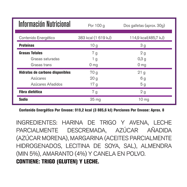 Galletas de avena con almendras SOE Light 260g - 2