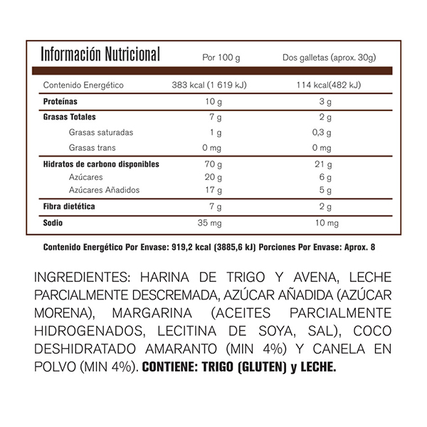 Galletas de avena con coco SOE Light 260g - 2