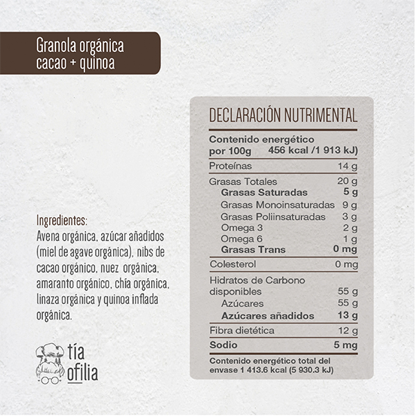 Granola cacao y quinoa orgánica Tía Ofilia 310g - 2