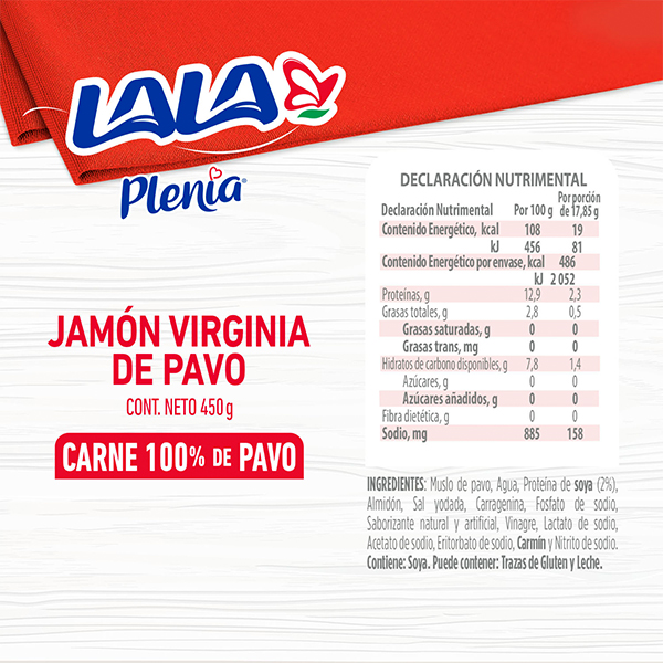 Jamón virginia de pavo Plenia LALA 450g - 2
