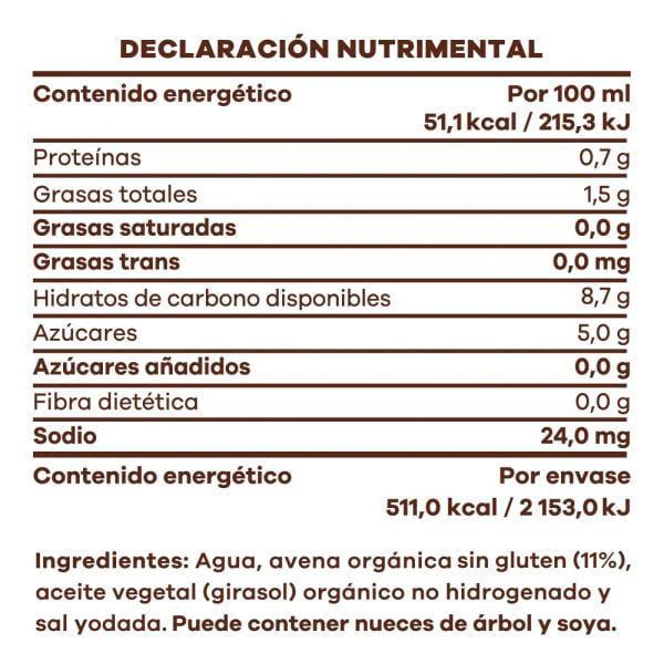 Leche de avena orgánica sin gluten Real Natural 1L - 2