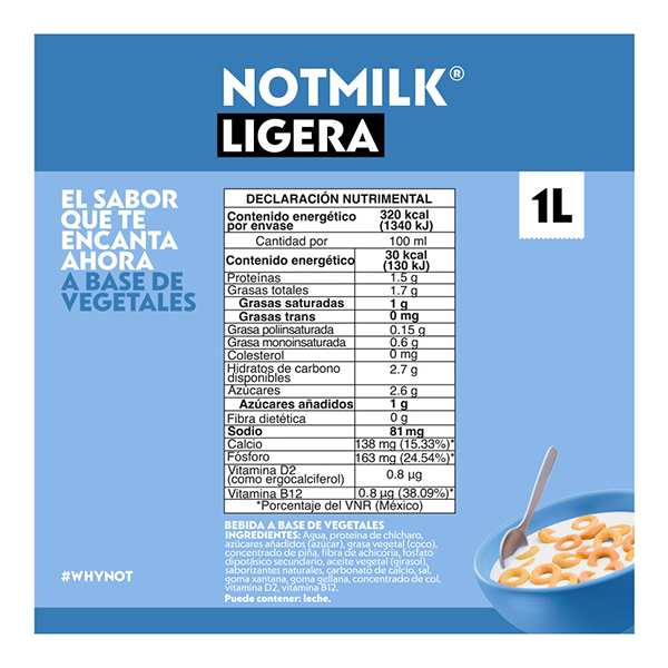 Leche vegetal ligera NotMilk 1L - 2