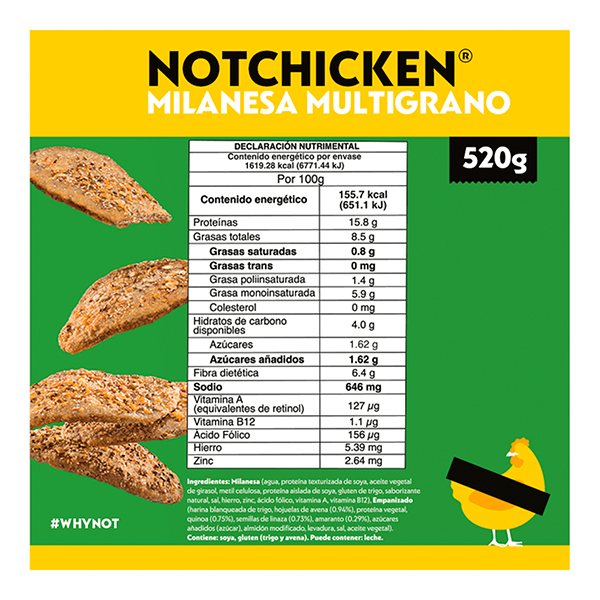 Milanesa multigrano a base de vegetales NotChicken 520g - 2