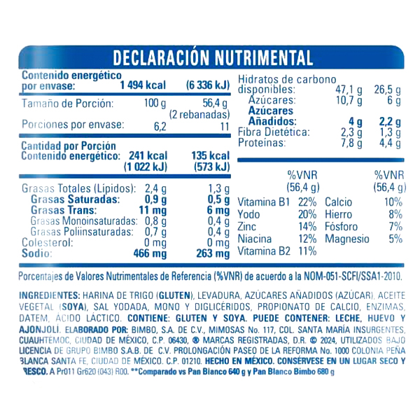 Pan blanco Bimbo 620g - 2