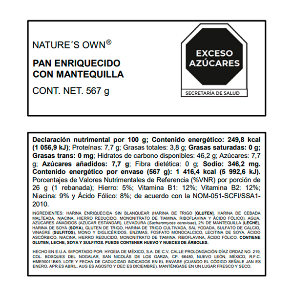 Pan blanco con mantequilla Nature's Own 567g - 2