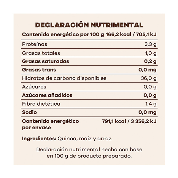 Pasta fusilli quinoa multigrano sin gluten Real Natural 340g - 2