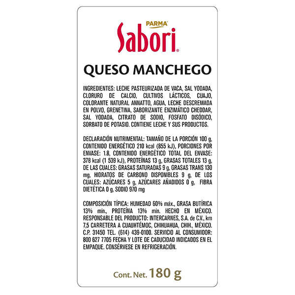Queso manchego rebanado Sabori 10pz - 2