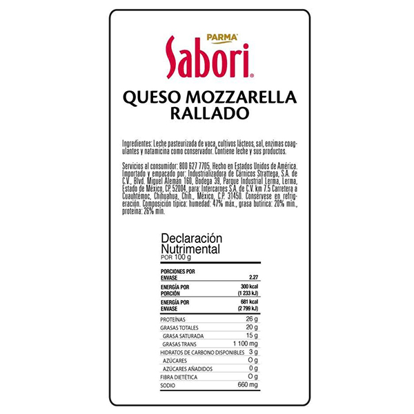 Queso mozzarella rallado Sabori 227g - 2