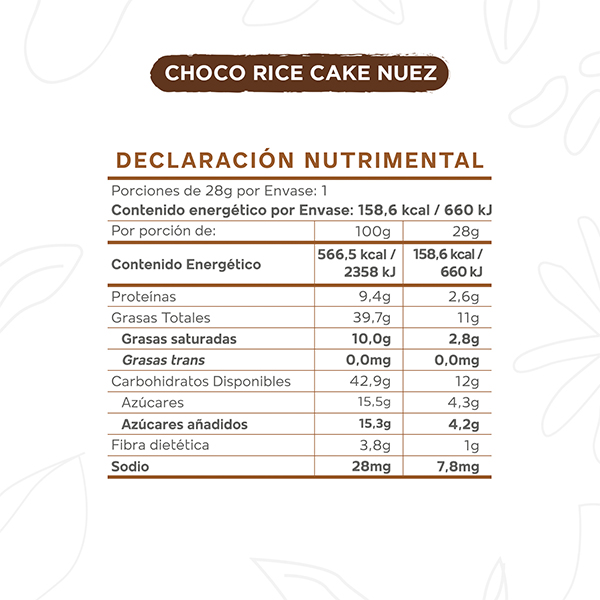 Rice cake cubierto de chocolate y nuez Okko 1pz - 2