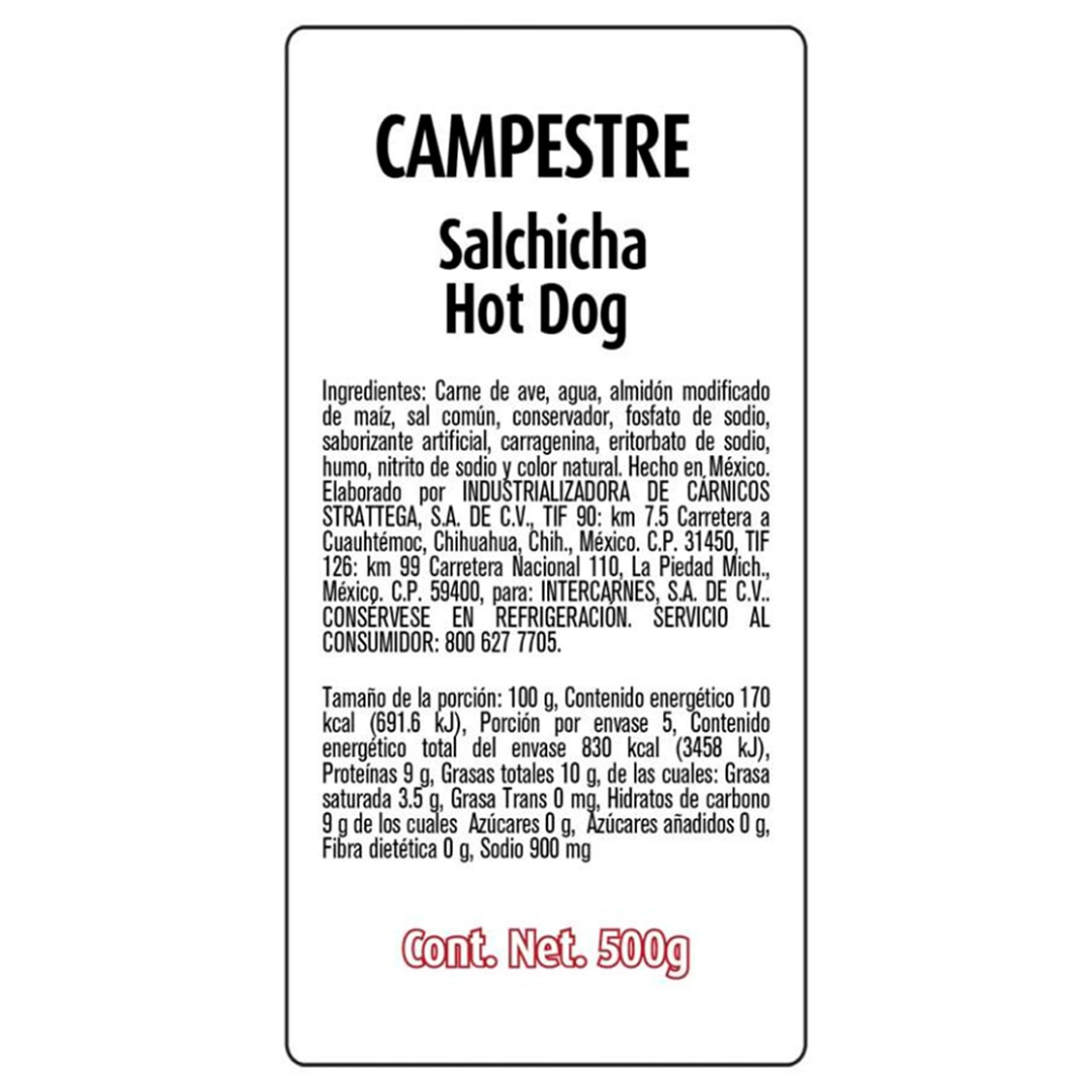Salchicha hot dog Campestre 500g - 2