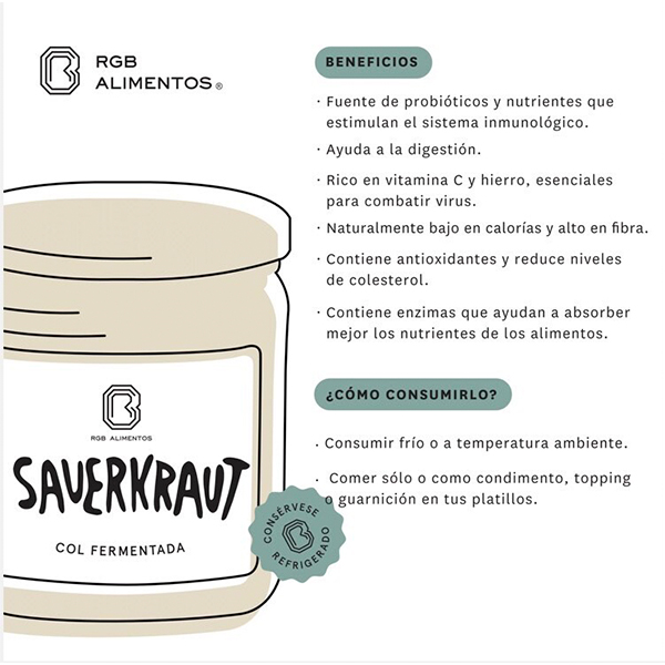 Sauerkraut col fermentada RGB Alimentos 380g - 2