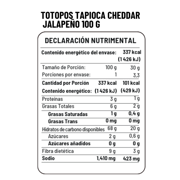 Totopos veganos horneados cheddar jalapeño Healthy Brand 100g - 2
