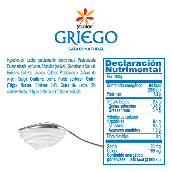 Yoghurt batido griego natural Yoplait 1kg - 2