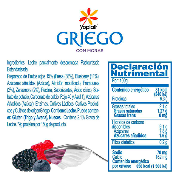 Yoghurt griego batido moras Yoplait 145g - 2