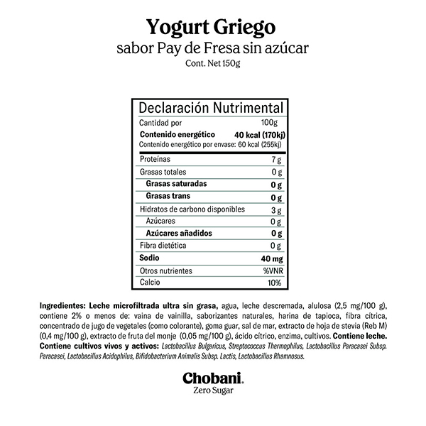 Yoghurt griego pastel de queso con fresa sin azúcar Chobani 150g - 2