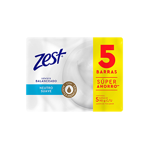 Jabón de tocador neutro Zest 90g (5-pack)
