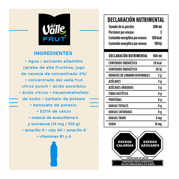Bebida sabor cítricos Del Valle Frut 600ml - 2