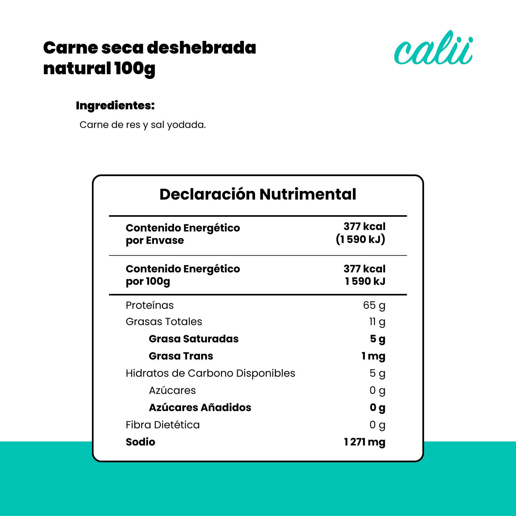 Carne seca deshebrada natural Calii 100g - 2
