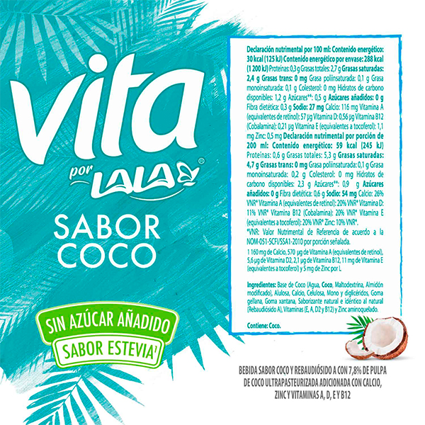 Leche de coco LALA Vita 960ml - 2