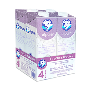 Leche deslactosada light Alpura 1L (4 Pack)