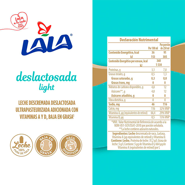 Leche deslactosada light LALA 1L - 2