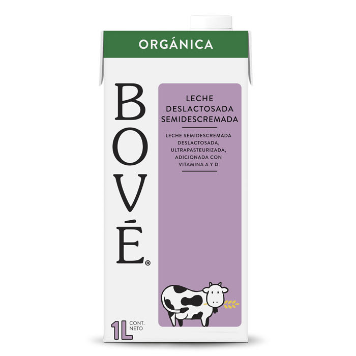 Leche deslactosada semidescremada orgánica Bove 1L