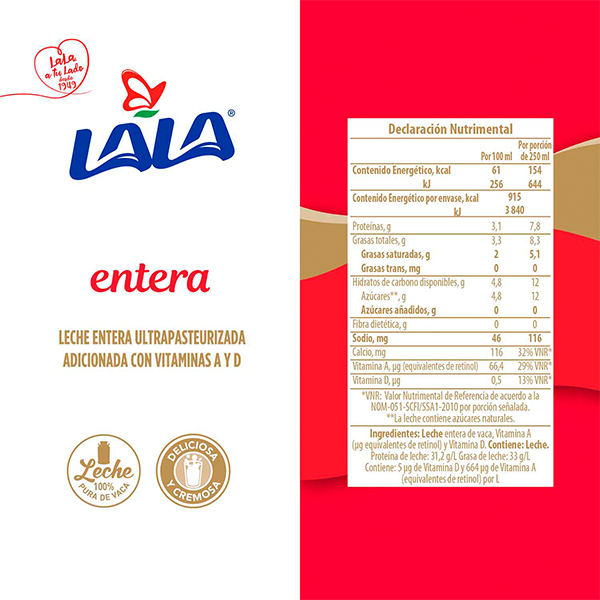 Leche entera LALA 1.5L - 2