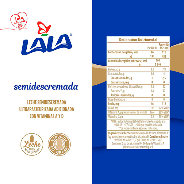 Leche semidescremada LALA 1L - 2