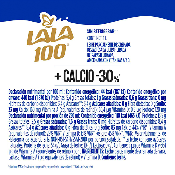 Leche sin lactosa más calcio LALA 100 1L - 2