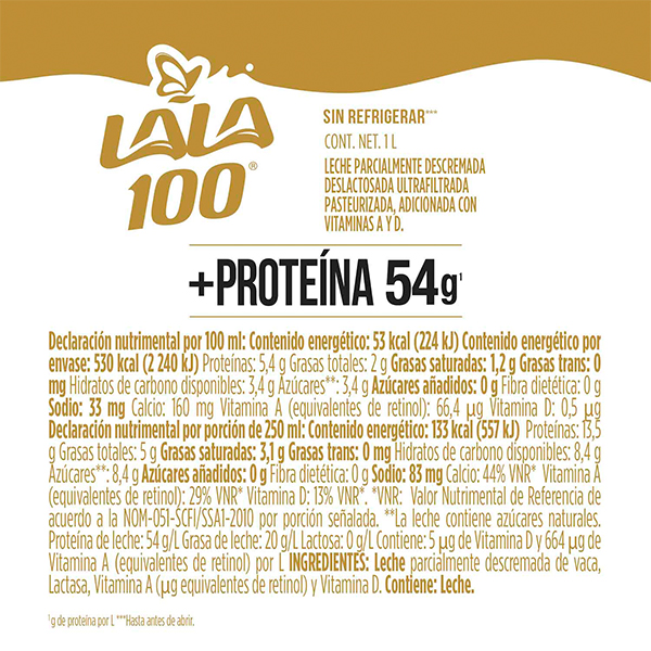 Leche sin lactosa más proteína LALA 100 1L - 2