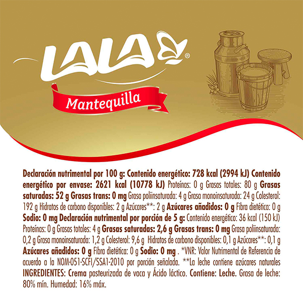 Mantequilla sin sal LALA 360g 4-Pack - 2
