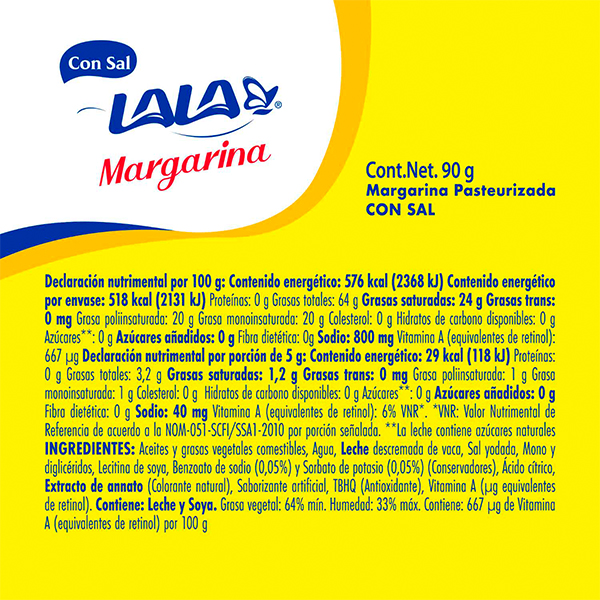 Margarina con sal LALA 90g - 2