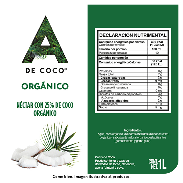 Néctar de coco orgánico A de Coco 1L - 2
